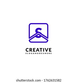 modern purple square S logotype design concept
