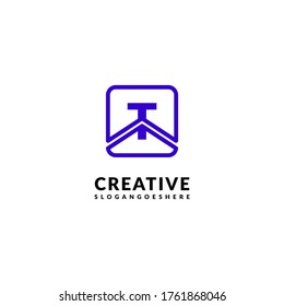 modern purple square T logotype design concept