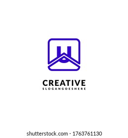 modern purple square U logotype design concept