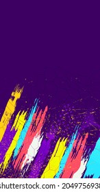 Modern purple vector digital background with vibrant paint strokes, halftone pattern, abstract mesh. Grunge trending abstract elements. For wallpapers, flyers, covers and packaging.
