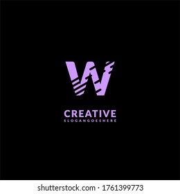 modern purple W logotype design concept isolated on black background
