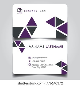 Modern Purple White Black Theme of creative business card and name card with horizontal curve corner template for vector design layout standard of size.