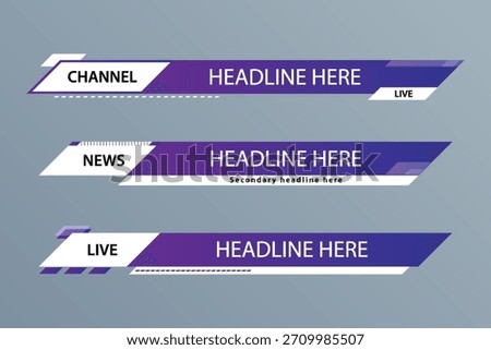 Modern purple and white lower thirds for news and broadcast