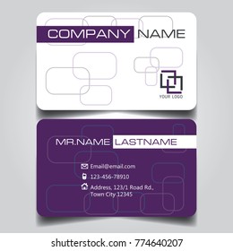 Modern Purple White Theme of creative business card and name card with horizontal curve corner template for vector design layout standard of size.