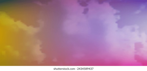 Modern purple and yellow gradient backgrounds with clouds. Header banner. Bright abstract presentation backdrop. Vector illustration
