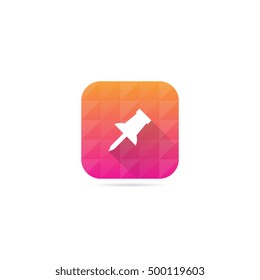 Modern Push Pin Icon With Long Shadow