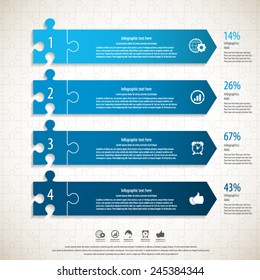 Modern puzzle infographics template, background.EPS 10 vector.