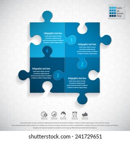 Modern puzzle infographics template on puzzle background.EPS 10 vector.
