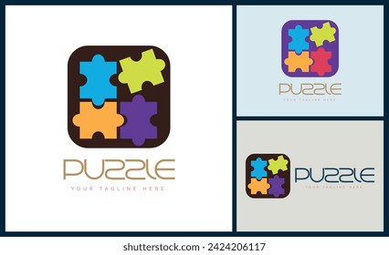 modern puzzle  logo design template for brand or company and other