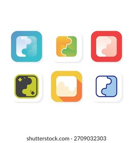 Modernes Puzzleteil-App-Logo als Symbol für Verbindung und Zusammenarbeit
