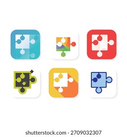 Modernes Puzzleteil-App-Logo als Symbol für Verbindung und Zusammenarbeit