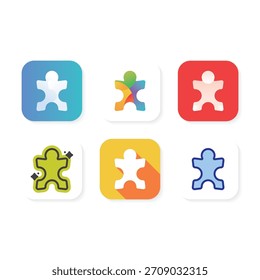 Modernes Puzzleteil-App-Logo als Symbol für Verbindung und Zusammenarbeit