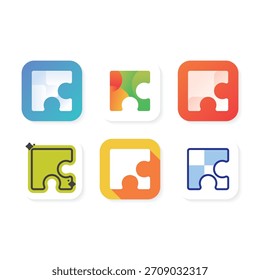 Modernes Puzzleteil-App-Logo als Symbol für Verbindung und Zusammenarbeit