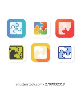 Modernes Puzzleteil-App-Logo als Symbol für Verbindung und Zusammenarbeit
