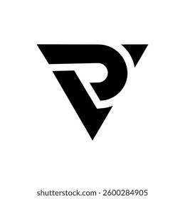 Modern PV or VP Triangle Logo Unique Geometric Monogram Design