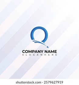 Modern Q airplane logo Design, letter Q Logo design