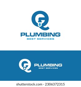 Modern Q letter logo for plumbing company illustration