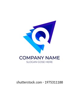 Modern Q letter logo । technology q Logo design । up logo। arrow icon