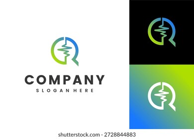Logotipo moderno de forma de onda de letra Q para la marca tecnológica y de salud