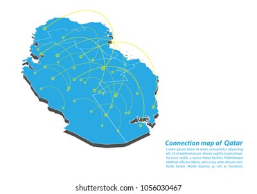 Modern of qatar Map connections network design, Best Internet Concept of qatar map business from concepts series, map point and line composition. Infographic map. Vector Illustration.