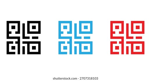 Iconos modernos de código QR en negro, azul y rojo para un escaneo móvil sin interrupciones y conexión digital en su próximo proyecto de tecnología de vanguardia