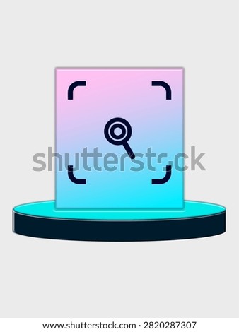 Modern QR code scanner frame displayed on a 3D podium stage, vector illustration for digital payment, product scan, and smart technology concept.