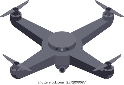 Modern quadcopter drone hovering in mid air, featuring advanced camera and sensors, with propellers spinning energetically, prepared for capturing stunning aerial photography and videography