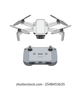 modern quadcopter drone with a remote controller vector illustration