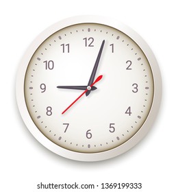 Modern Quartz Wall Clock on White Background