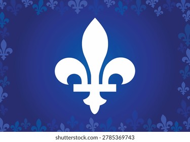 Modern Quebec Emblem  background featuring fleur-de-lys symbol with blue abstract design 