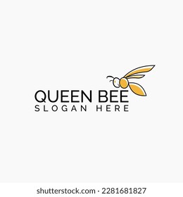 plantilla moderna de diseño de vectores de negocio con logotipo de abeja reina. ilustración vectorial de diseño de logotipo de abejas superpuesta aislada en fondo blanco. 