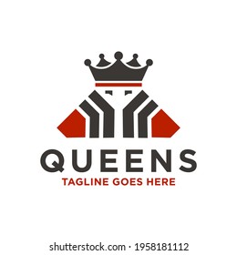 modern queen crown logo design