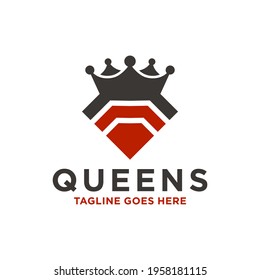 modern queen crown logo design