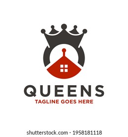 modern queen crown logo design