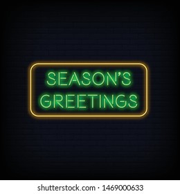 Modern Quote Season's Greetings Neon Sign Text Vector