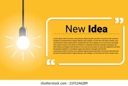 Modern quote shape vector. creative new idea quote template with bulb vector illustration