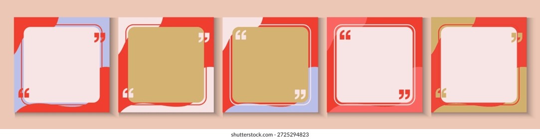 Cita moderna Social Post o Plantilla cuadrada para cotizaciones. Conjunto de diseño de publicaciones de redes sociales con fondo colorido Abstractas brillante. Ilustración de fondo creativa moderna de las marcas de la cita