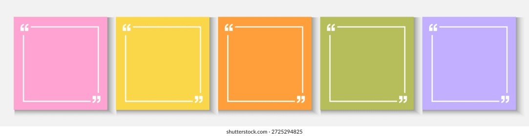 Modernes Zitat Social Post oder quadratische Vorlage für Zitate. Set von Social Media Post Design mit hellen abstrakten bunten Hintergrund. Kreative moderne Anführungszeichen, Hintergrundgrafik