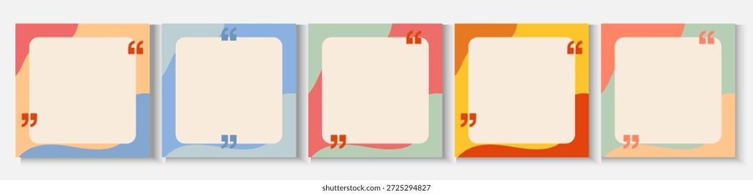 Cita moderna Social Post o Plantilla cuadrada para cotizaciones. Conjunto de diseño de publicaciones de redes sociales con fondo colorido Abstractas brillante. Ilustración de fondo creativa moderna de las marcas de la cita