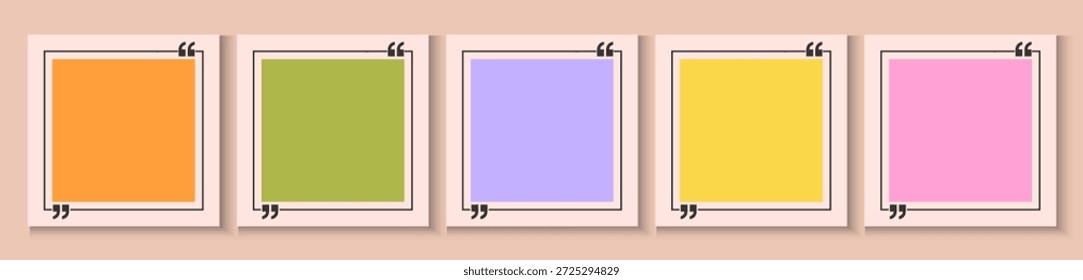Cita moderna Social Post o Plantilla cuadrada para cotizaciones. Conjunto de diseño de publicaciones de redes sociales con fondo colorido Abstractas brillante. Ilustración de fondo creativa moderna de las marcas de la cita