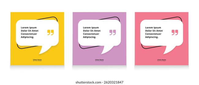 Modern quote square banner template. Testimonial template design. Usable for social media post, card, and web ad