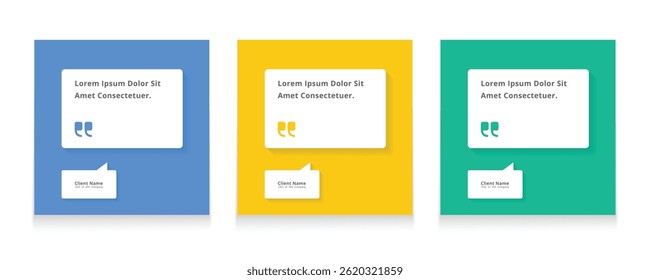 Modern quote square banner template. Testimonial template design. Usable for social media post, card, and web ad