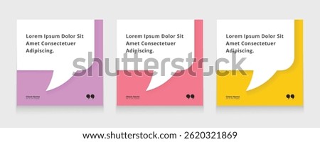 Modern quote square banner template. Testimonial template design. Usable for social media post, card, and web ad