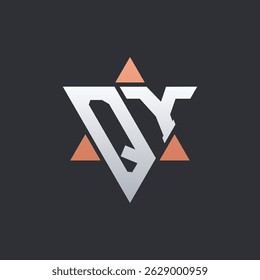 Modern QY Letter Logo Design with Geometric Triangle Elements. QY Logo Initials