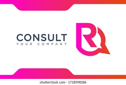 Modern R Letter Consulting agency company logo. creative emblem talk design. initial brand template.