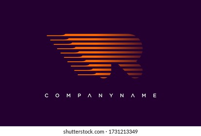 Modern R Letter Express company logo. creative emblem Logistics design. initial brand template.