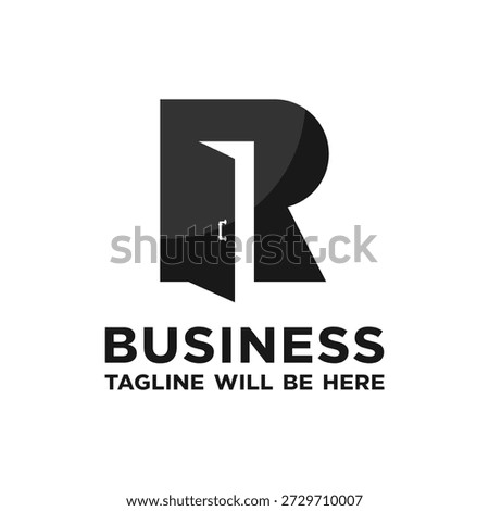 Modern R Letter Logo with Open Door Symbolizing Business Opportunity