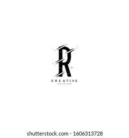 Modern R Letter Sliced Uppercase Logo Design