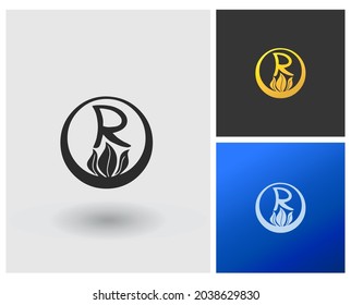 Modern R logo with circle monogram style for cosmetic company