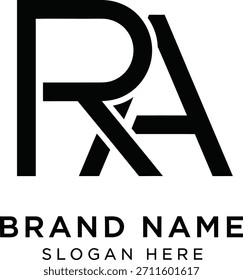 Modernes RA Monogramm Logo mit Markennamen und SLOGAN HIER Text
